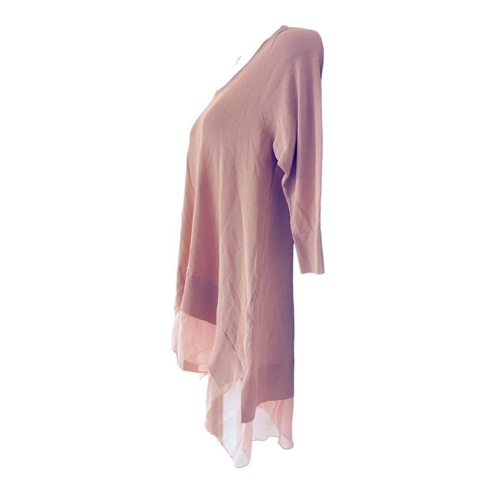 Monroe & Main Flutter Hem Light Sweater Blush Pink Hi Low Romantic Tunic Top - Picture 6 of 16